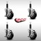 Service Caster 3.5'' SS Black Poly Swivel 1'' Expanding Stem Caster Set with Brake, 4PK SCC-SSEX20S3514-PPUB-BLK-TLB-1-4 - alternate 4